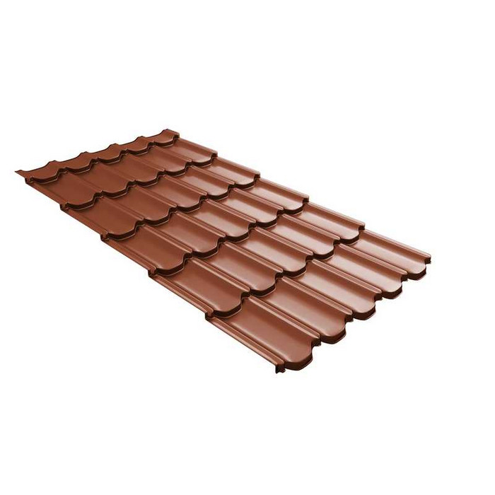 Металлочерепица Grand Line Kvinta plus (Квинта Плюс) 0,5 Atlas RAL 8004 Терракота | c 3D резом